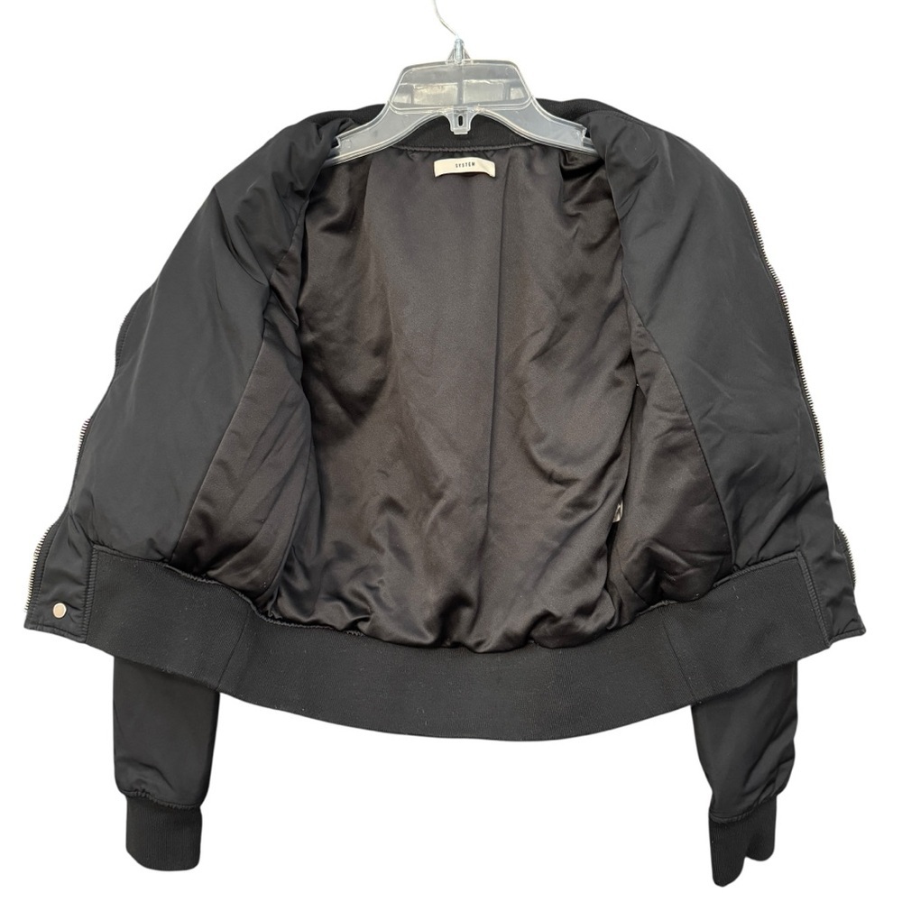 System Black Bomber Jacket Small Epaulets Novelty… - image 4